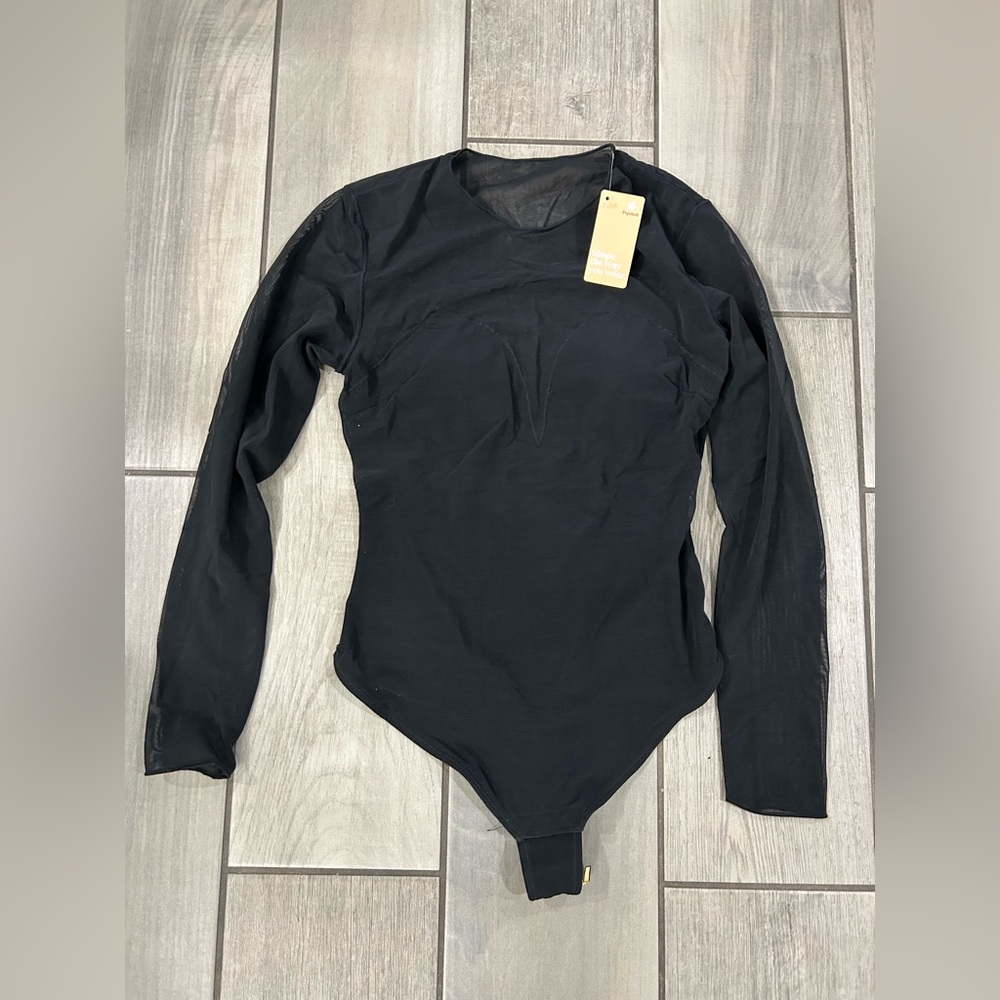 Shapewear Illusion Mesh Long Sleeve Tummy Control Bodysuit - Picture 4 of 7